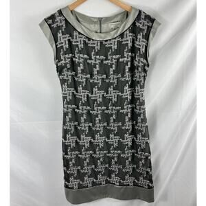 Adam Plusevie Adam Lippes Silk Embroidered Grey Dress Size 4